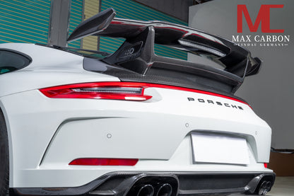 MAX CARBON DRY Carbon rear wing spoiler including seat plates suitable for Porsche 911 991 