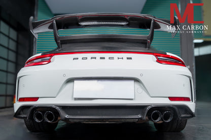 MAX CARBON DRY Carbon rear wing spoiler including seat plates suitable for Porsche 911 991 