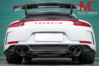 MAX CARBON DRY Carbon rear wing spoiler including seat plates suitable for Porsche 911 991 