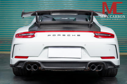 MAX CARBON DRY Carbon rear wing spoiler including seat plates suitable for Porsche 911 991 