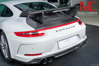 MAX CARBON DRY Carbon rear wing spoiler including seat plates suitable for Porsche 911 991 