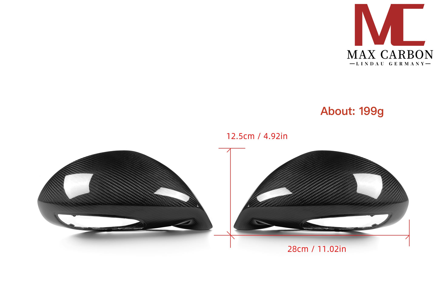 MC MAX CARBON Performance mirror caps Dry Carbon Prepreg suitable for Porsche 911 991.1 GT3RS