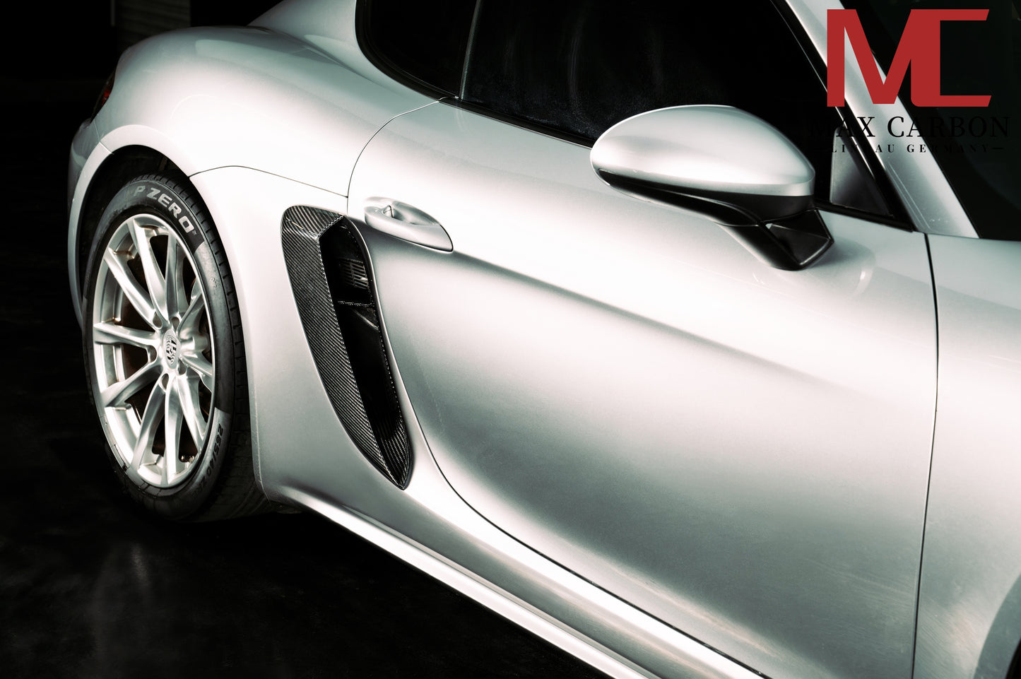 MAX CARBON DRY Carbon air intakes side replacement suitable for Porsche 718 982 Cayman Boxster 
