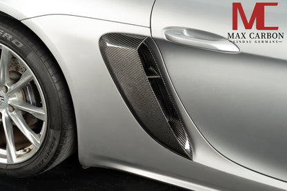 MAX CARBON DRY Carbon air intakes side replacement suitable for Porsche 718 982 Cayman Boxster 