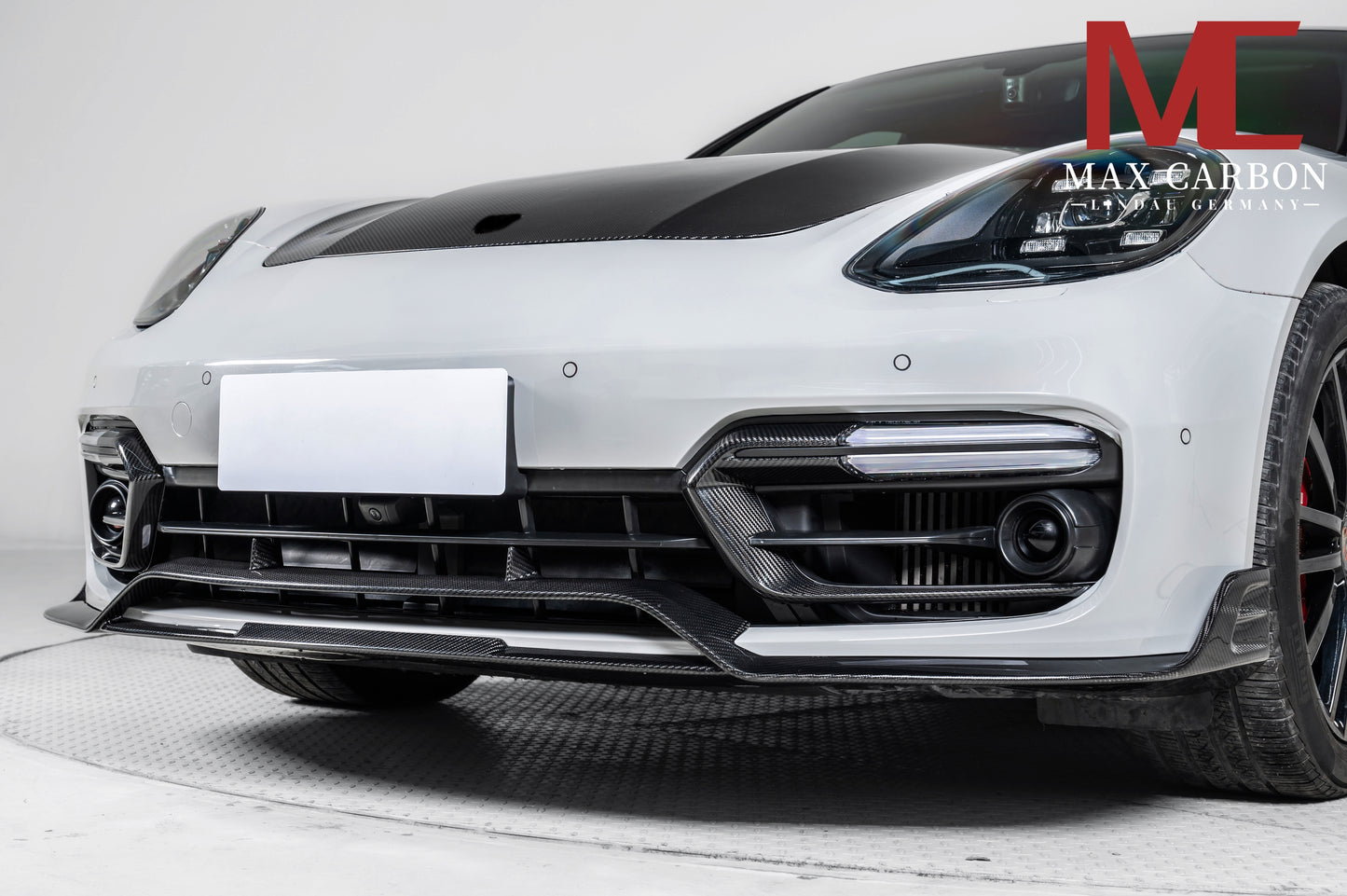 MAX CARBON DRY CARBON front lip corner LED covers replacement suitable for Porsche Panamera 971